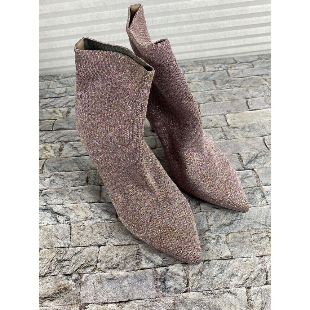 Gianni Bini Women's Sz 8.5 Pink Sparkle Spike Heels Sock Booties